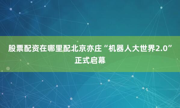 股票配资在哪里配北京亦庄“机器人大世界2.0”正式启幕